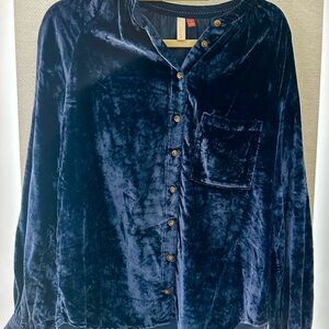 Beautiful Deep Blue Velvet Shirt